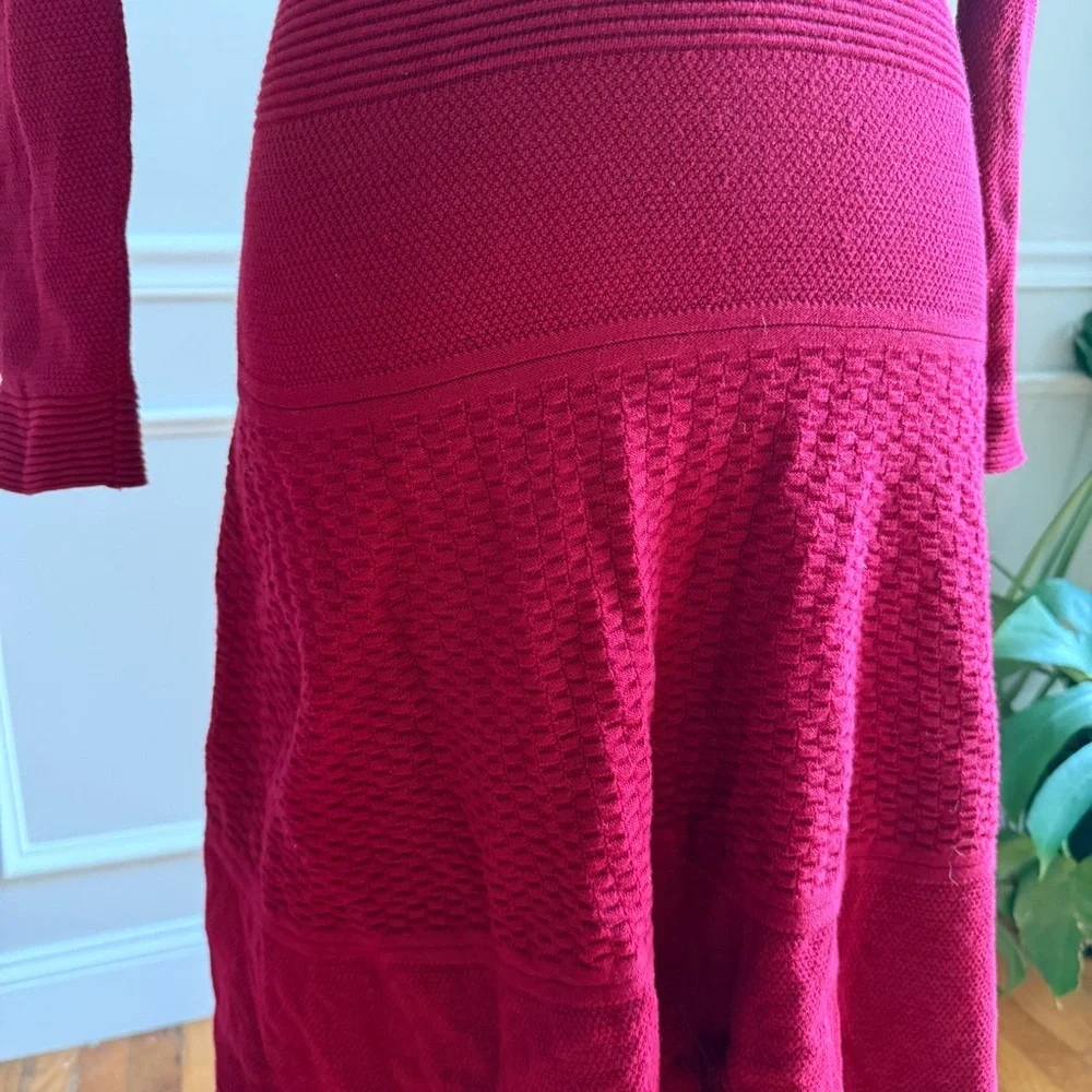 SANDRO Paris Sweater Dress Long Sleeve Red Knit Midi size Small - Picture 4 of 5